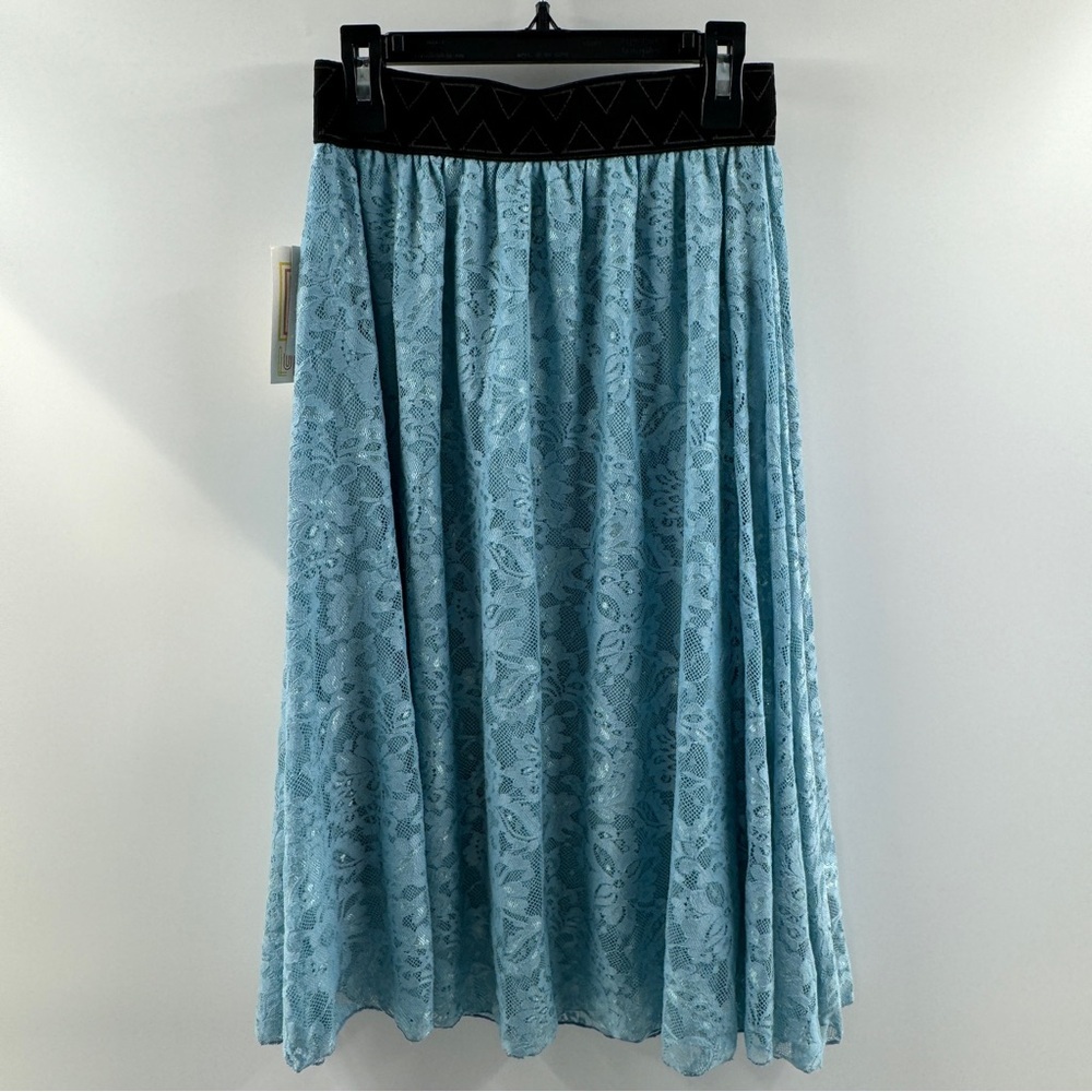 LuLaRoe Lola Skirt – Black Waistband with Teal/Turquoise Lace, NWT, Size XXS - Picture 5 of 8